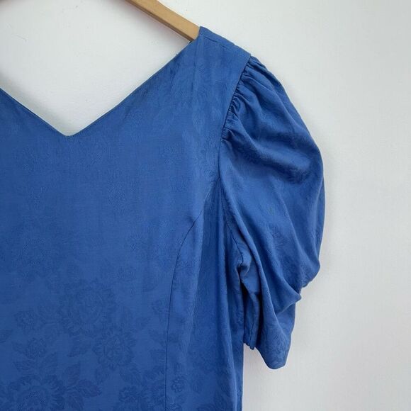 Jane Schaffhausen Belle France Women’s 80s Jacquard Drop Waist Steel Cornflower - Picture 5 of 15